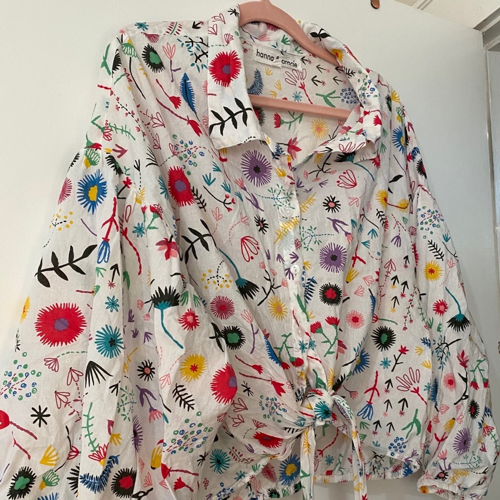 Hanna & Gracie White + Multi Print Shirt